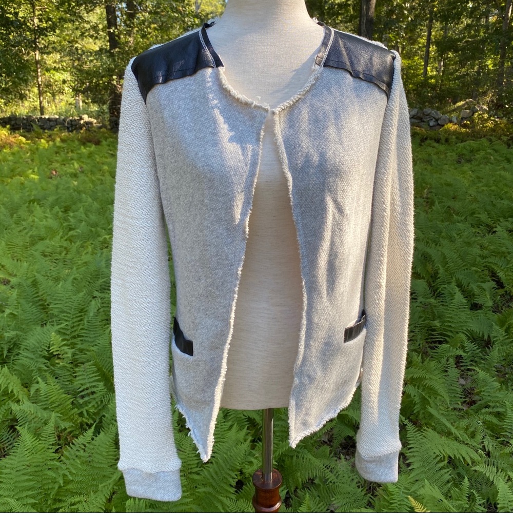 DREW JACKET NEW GRETA BLACK LEATHER HEATHER GRAY LONG SLEEVE NWT Size S